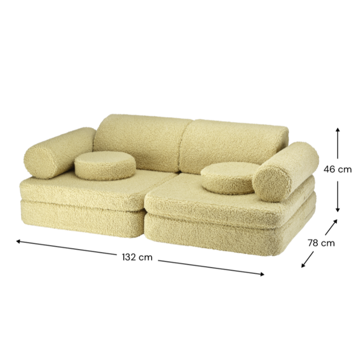 De Wigiwama settee bank matcha is de perfecte toevoeging aan een speelkamer of slaapkamer voor je kindje. Deze dynamische teddy bank bestaat uit losse onderdelen dus je kunt er van alles mee doen. VanZus