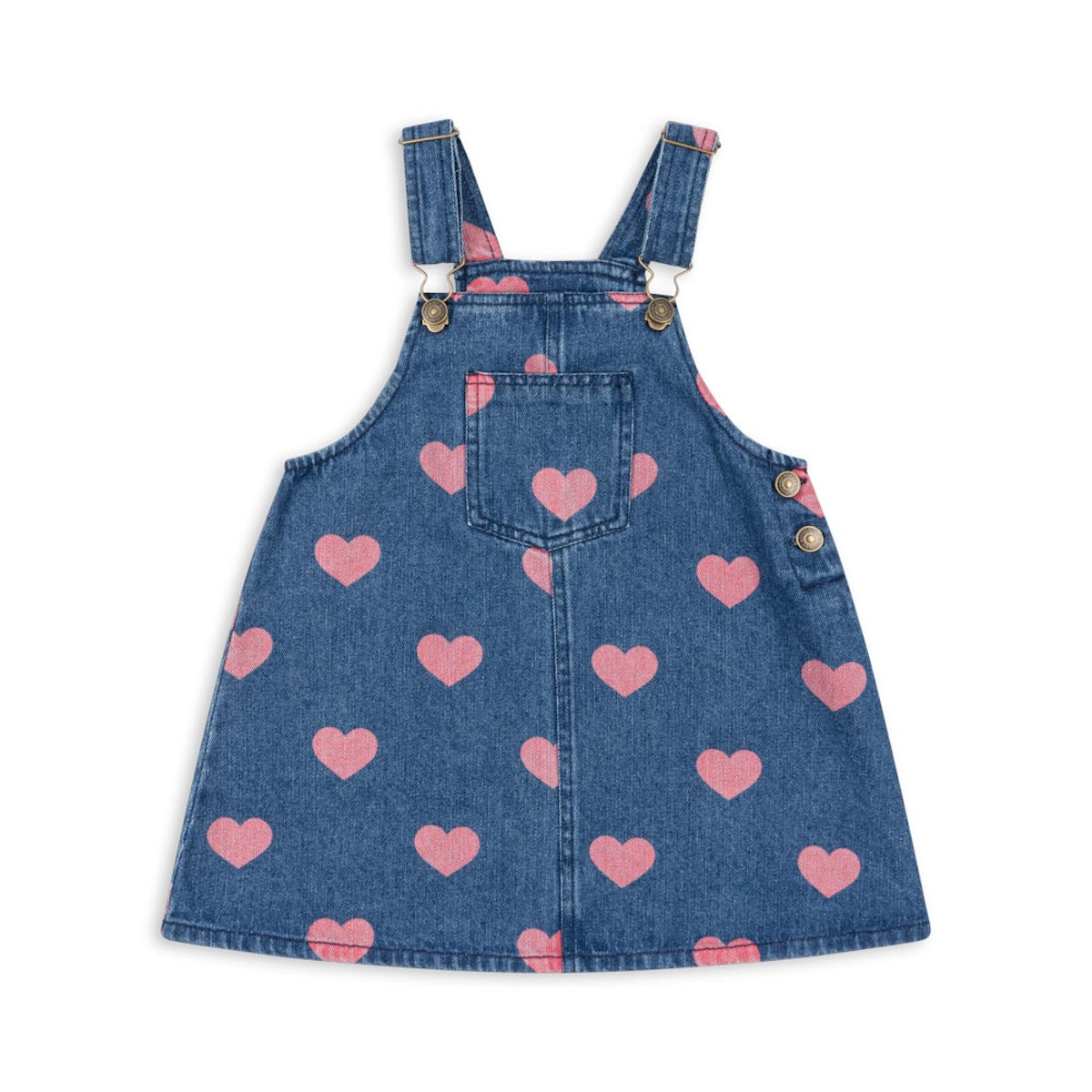 De magot overall jurk in bon coeur pink denim van het merk Konges Slojd is een prachtige mix van speelsheid en stijl. VanZus