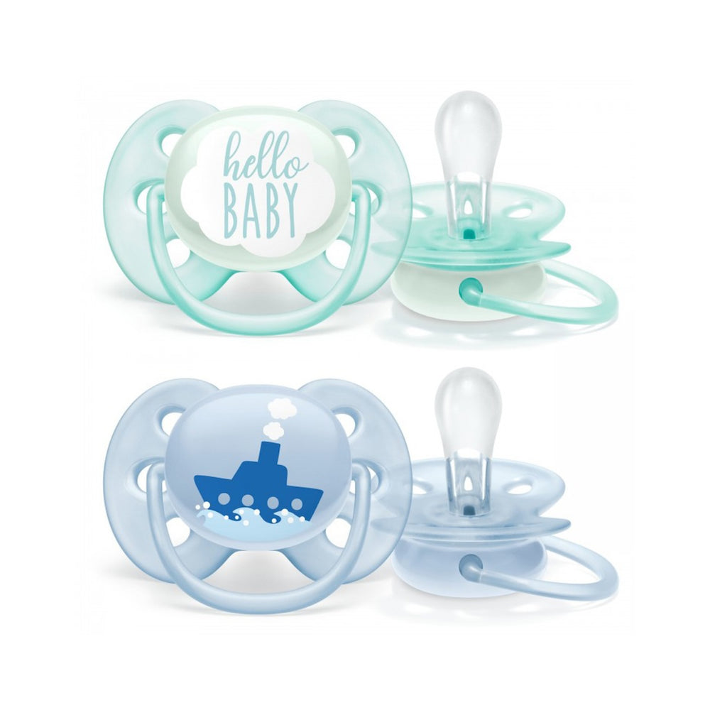 Philips Avent speen ultra soft 0-6M boy is schikt voor baby’s van 0-6 maanden, hij bootst het gevoel van de borst goed na. Met extra flexibel schildje tegen huidvlekken en irritatie. Gemaakt van veilig silicone. VanZus.