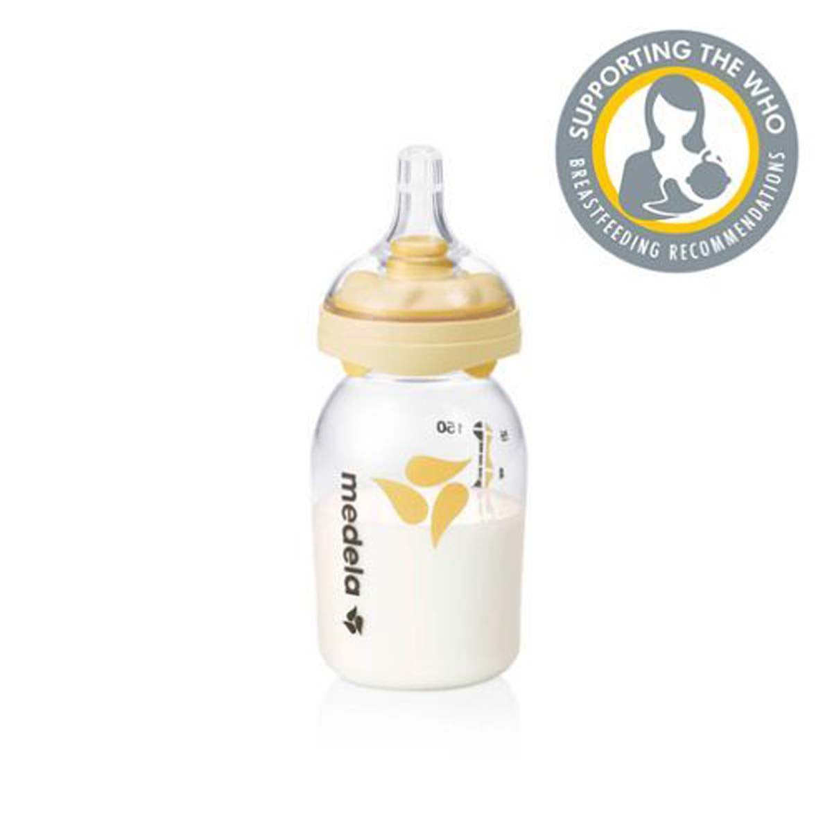 De Medela fles met flesspeen calma 150 ml is een flesspeen met flesje, die de natuurlijke zuigmethode van de baby, een zeer intensieve inspanning, het beste nabootst. Set bevat een flesje van 150 ml en een Calma flesspeen.