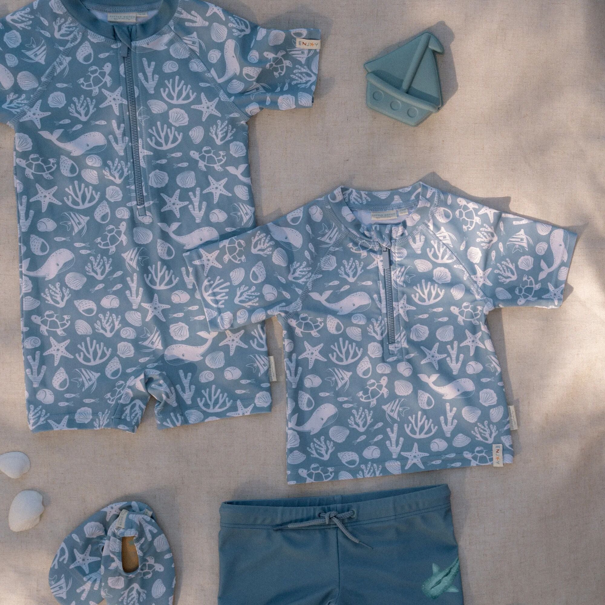 Little Dutch zwemshirt korte mouwen sea life ocean blue
