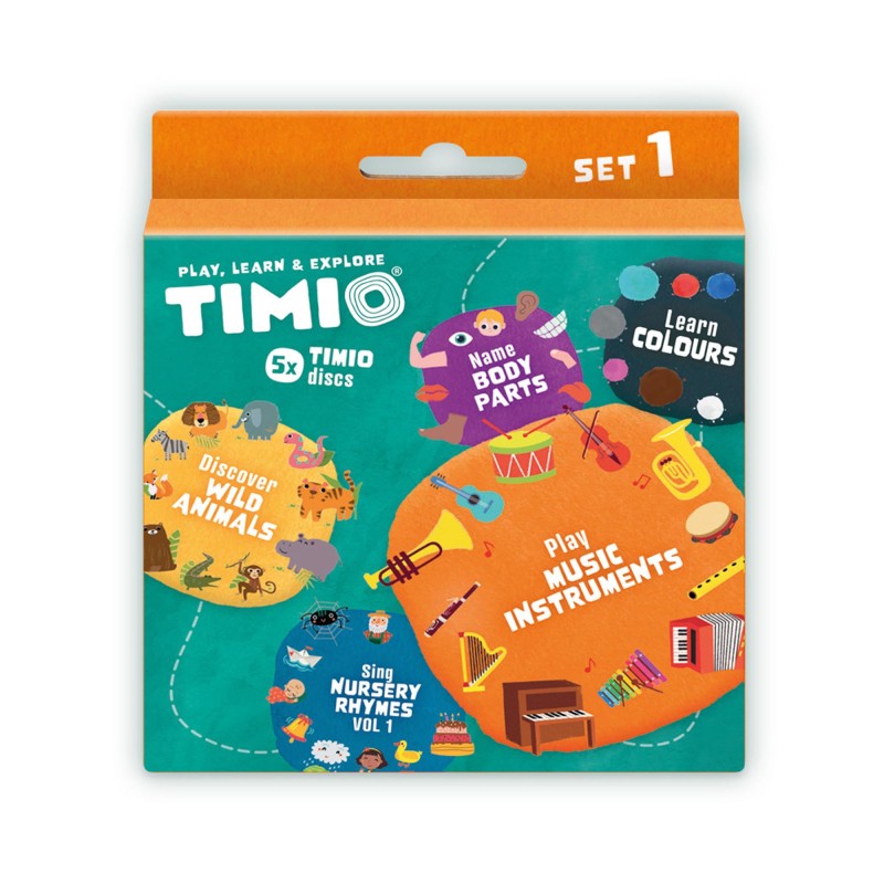 Speciaal voor kinderen: de educatieve audio- en muziekdiscs set 1 van TIMIO: kleurrijke discs vol educatie en muziek voor jonge ontdekkers. Ideaal voor thuis en onderweg, stimuleert nieuwsgierigheid. VanZus