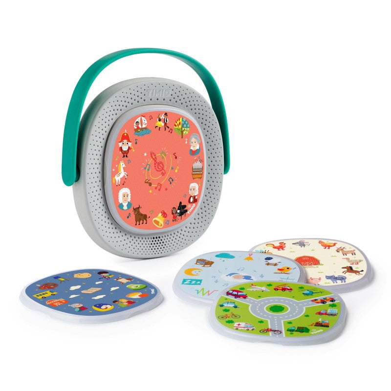 TIMIO: Leer en luister met plezier! Deze educatieve audio- en muziekspeler voor kinderen bevat 5 discs vol educatie en muziek, perfect voor thuis en onderweg. Uit te breiden met nieuwe sets. Vanaf 2 jaar. VanZus