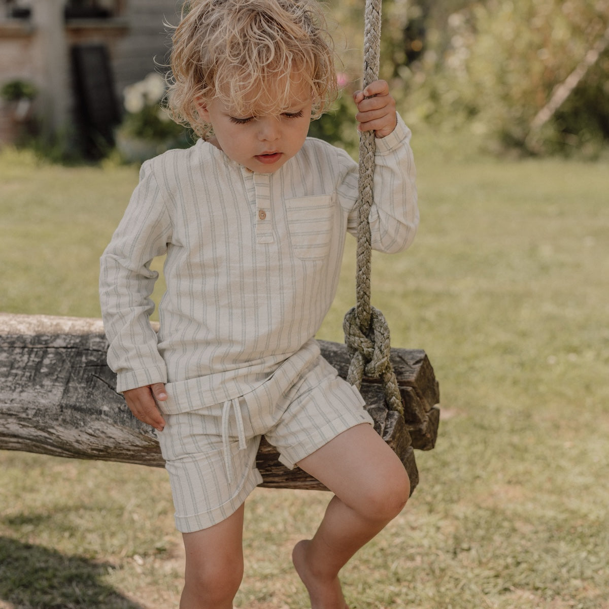 Little Dutch blouse lange mouw forest green stripe