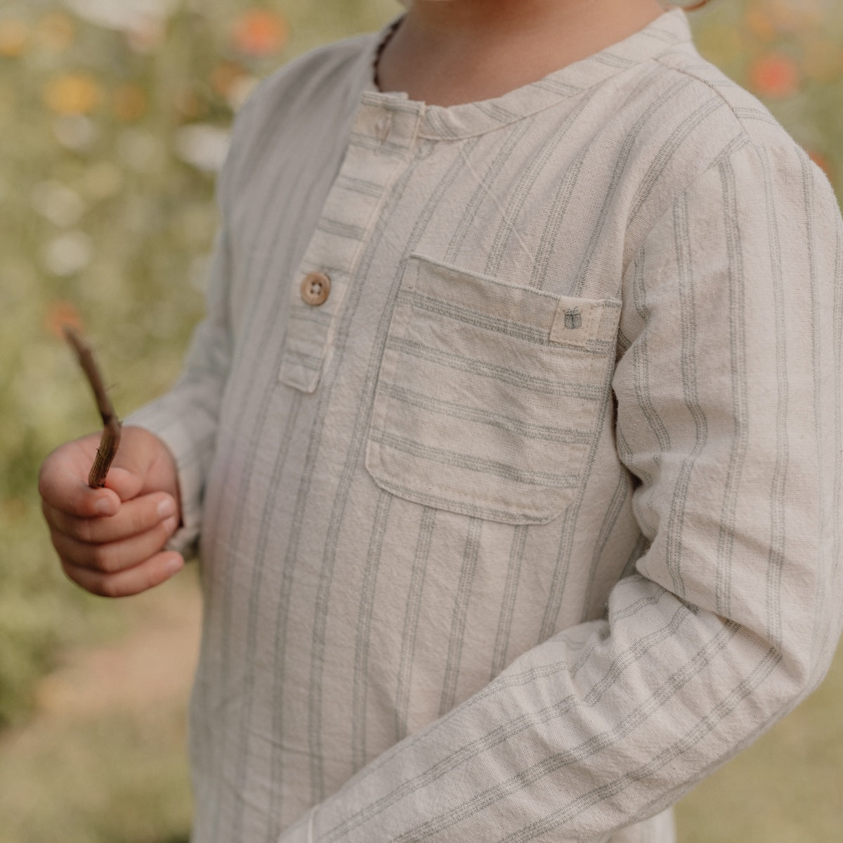 Little Dutch blouse lange mouw forest green stripe