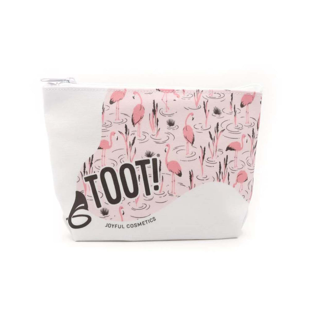 Berg make-up of andere kleine toiletspullen op in dit handige make-up tasje flamingo van Toot! Raak geen spullen meer kwijt, alles geordend bij elkaar. Vuil- en waterafstotend. Ook in andere soorten verkrijgbaar. VanZus