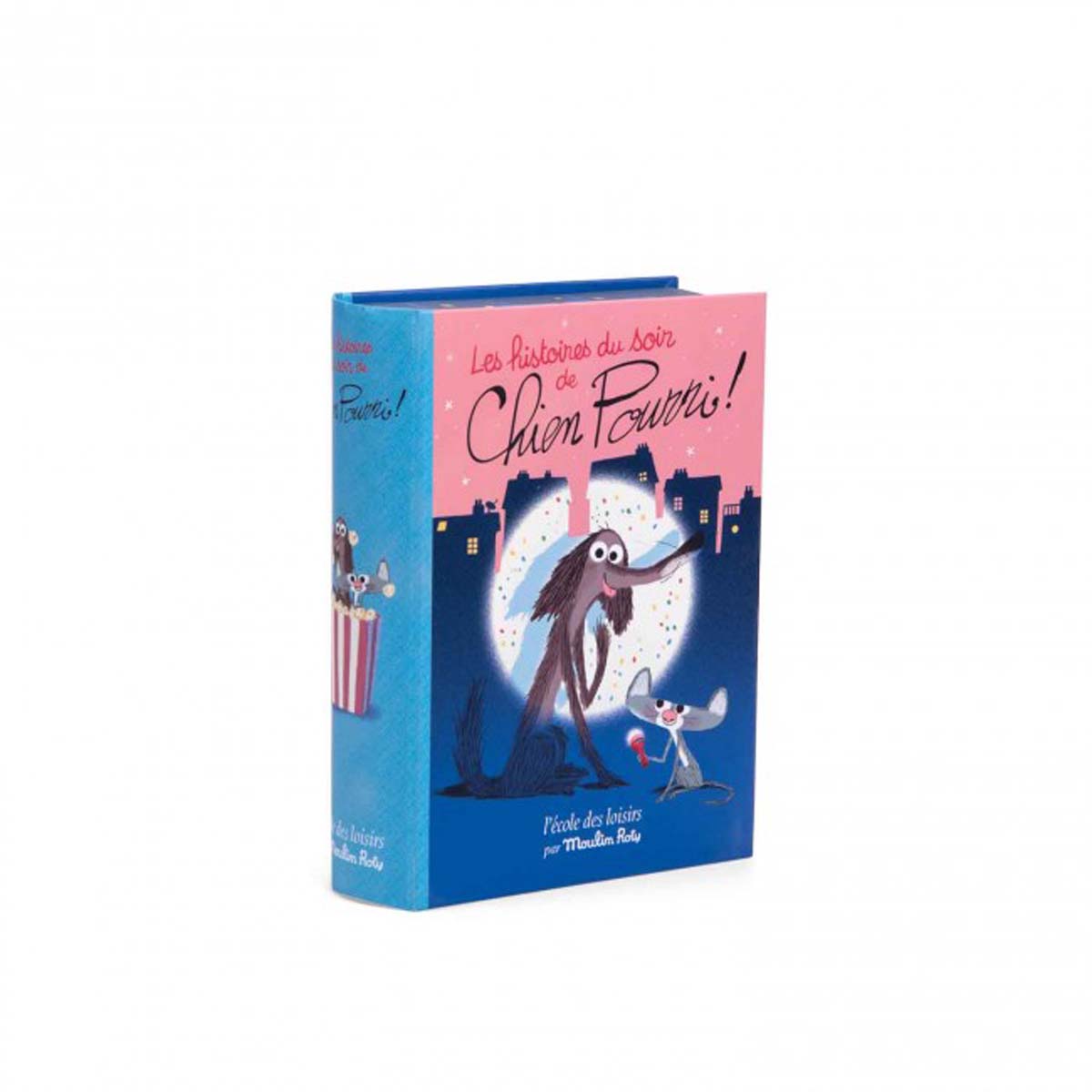 De magische verhaaltjeslamp boek stinkhond van Moulin Roty projecteert vijf verhaaltjes zonder woorden op het schutblad van het boek. Bedenk je eigen verhaal met geïllustreerde ansichtkaarten. Vanaf 3 jaar. VanZus