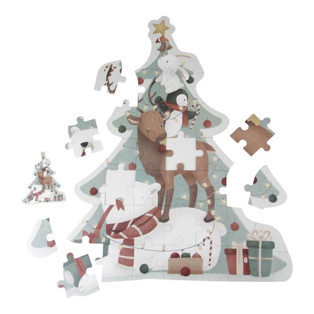 Samen puzzelen tijdens de feestdagen met deze houten kerstpuzzel XL van Little Dutch. De puzzel bestaat uit 35 stukjes en laten een mooie illustratie zien van dierenvriendjes die een kerstboom versieren. VanZus
