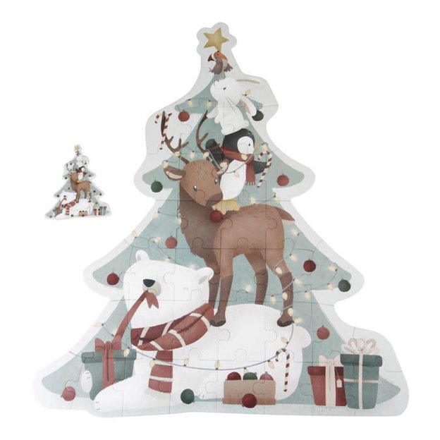 Samen puzzelen tijdens de feestdagen met deze houten kerstpuzzel XL van Little Dutch. De puzzel bestaat uit 35 stukjes en laten een mooie illustratie zien van dierenvriendjes die een kerstboom versieren. VanZus