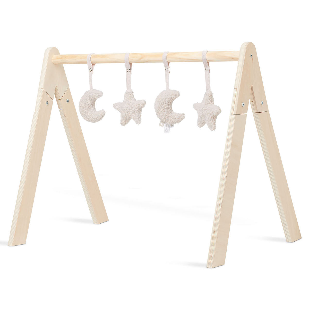 Bezorg jouw kleintje urenlang speelplezier met de babygym moon speeltjes in de kleur nougat van Jollein. De speeltjes bestaan uit een twee maantjes en twee sterretjes. VanZus