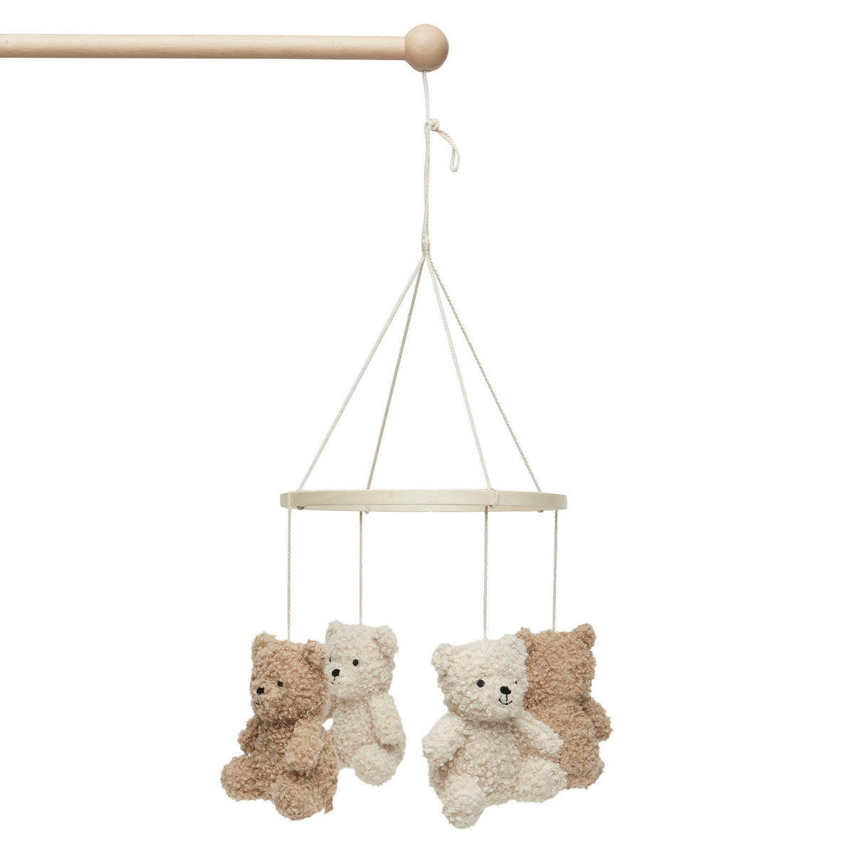 De babymobiel teddy bear van Jollein is wel een heel erg leuk item voor je kleintje! De zachte teddyberen in de kleuren naturel en biscuit geven niet alleen een ontzettend schattig beeld, maar triggeren je baby ook! VanZus