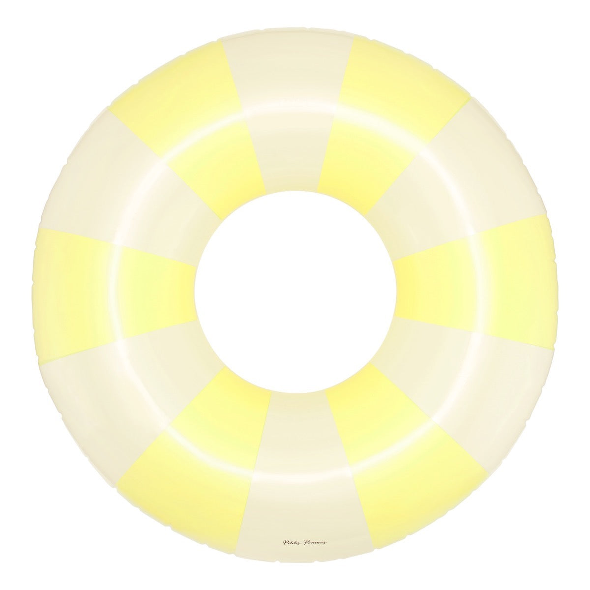 De Petites Pommes Celine zwemband in de kleur Pastel yellow (geel) is een opblaasbare zwemband met een diameter van 120cm. Deze grandfloat heeft een leuk en kleurrijk ontwerp in een streep design. VanZus