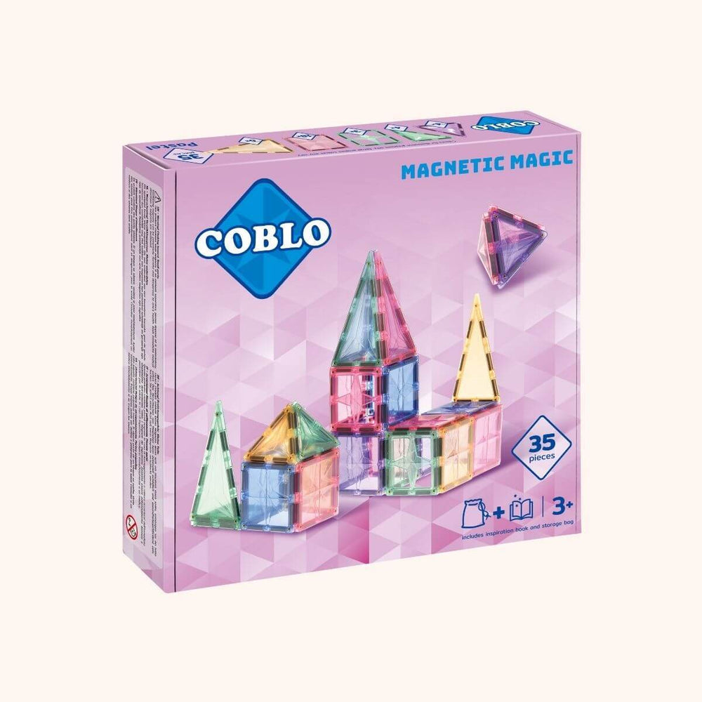 Zelf bedenken wat je gaat bouwen en iedere keer weer iets anders. Dat kan met deze Coblo Pastel speelset van 35 stuks. Het magnetisch speelgoed van Coblo prikkelt de fantasie van kinderen. VanZus