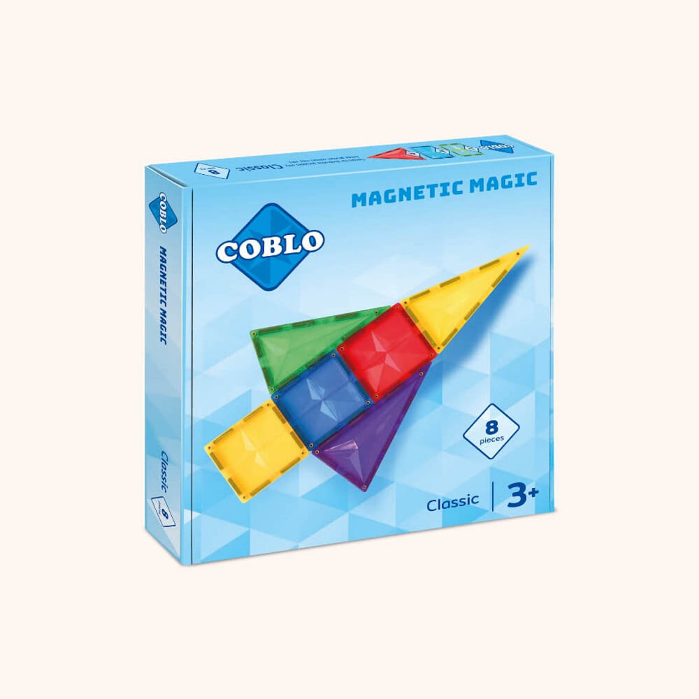 Zelf bedenken wat je gaat bouwen en iedere keer weer iets anders. Dat kan met deze Coblo Classic speelset van 8 stuks. Het magnetisch speelgoed van Coblo prikkelt de fantasie van kinderen. VanZus
