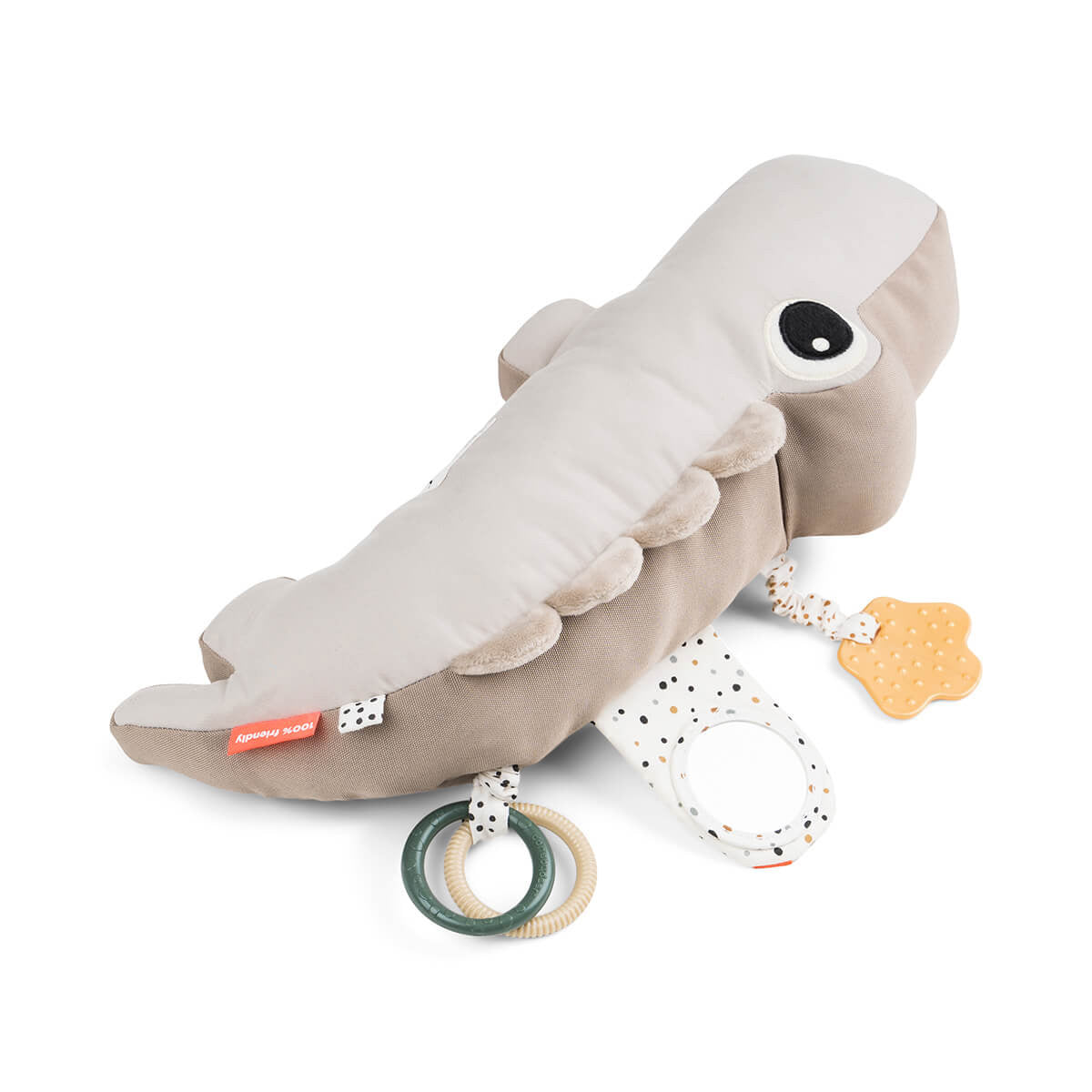 Met het Done by Deer tummy time activiteitenspeeltje croco sand in de vorm van een krokodil versterk je de nek en rug van je baby en laat je kindje tegelijkertijd genieten van leuk speeltjes. VanZus