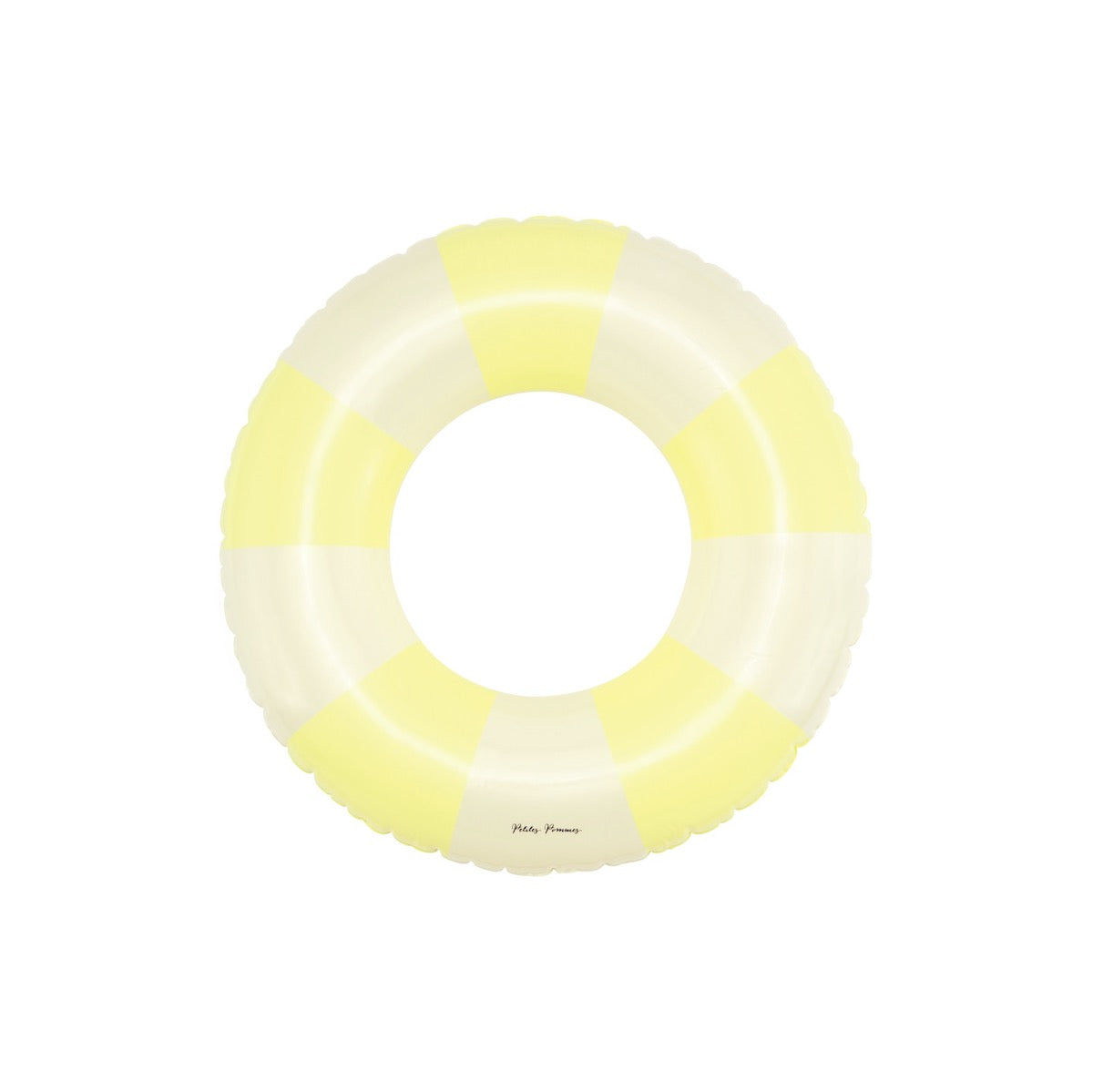 De Petites Pommes Olivia zwemband in de kleur Pastel yellow (geel) is een opblaasbare zwemband met een diameter van 45cm. Deze zwemband heeft een leuk en kleurrijk ontwerp in een streep design. VanZus