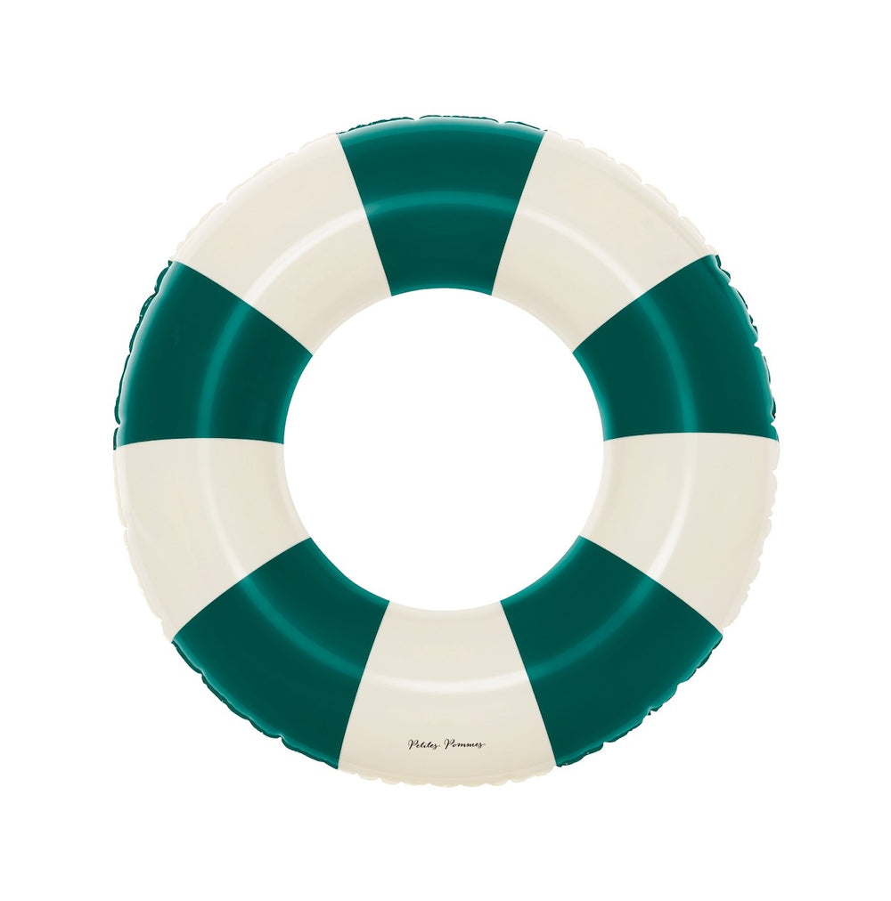 De  Petites Pommes Anna zwemband in de kleur Oxford green (groen) is een opblaasbare zwemband met een diameter van 60cm. Deze zwemband heeft een leuk en kleurrijk ontwerp in een streep design. VanZus