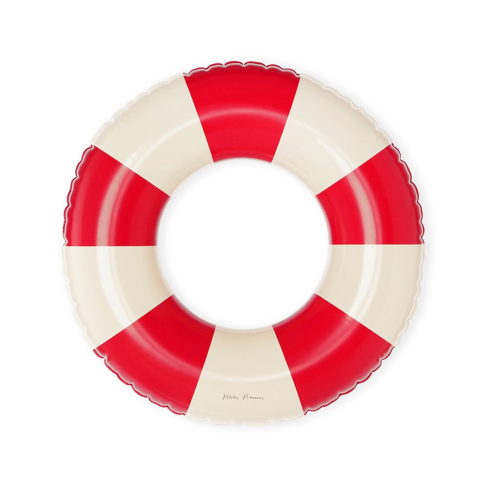 De Petit Pommes Anna zwemband in de kleur Signal (rood) is een opblaasbare zwemband met een diameter van 60cm. Deze zwemband heeft een leuk en kleurrijk ontwerp in een streep design. VanZus