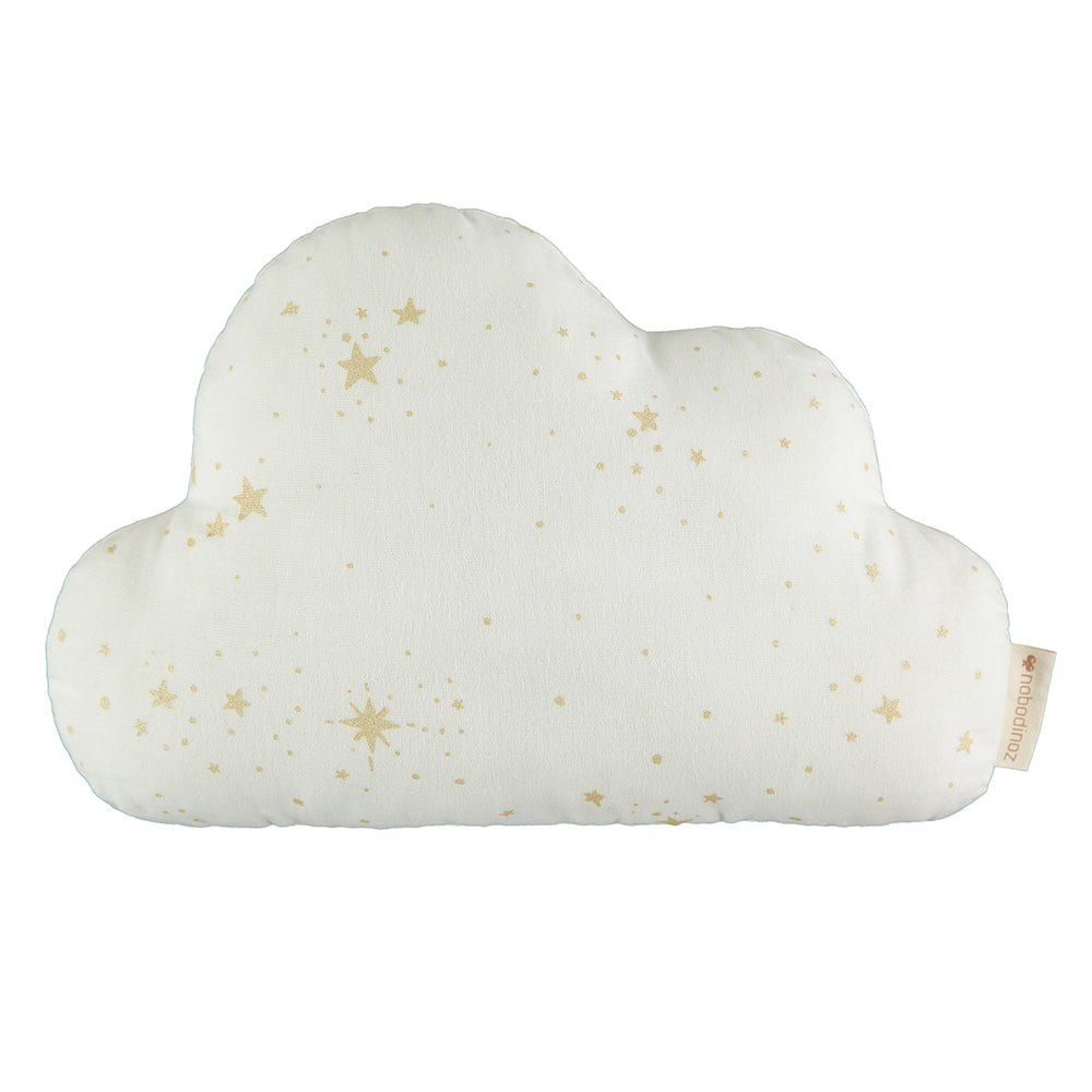 Dit schattige wolk kussen van Nobodinoz in de kleur gold stella white maakt elke kinderkamer wat dromeriger. Het sierkussen is heerlijk zacht eis gemaakt van biologisch katoen. VanZus