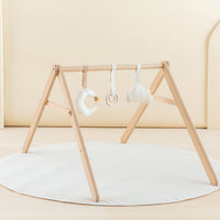 Ga op ontdekkingstocht met het Nobodinoz growing green babygym set sky! Deze set bestaat uit een houten babygym, een knisperend speeltje, een rammelaar en bijtring, die de ontwikkeling en zintuigen stimuleren. VanZus.