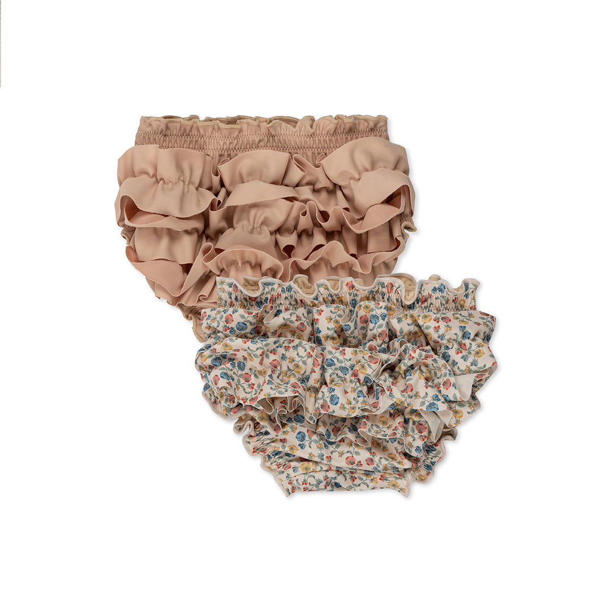 De Konges Slojd 2-pack baie baby bikinibroekje espalier etè is perfect voor zomerse dagen. Deze zwembroekjes voor kinderen hebben leuke franjes. Zwembroekjes in roze en met bloemetjesprint. VanZus.