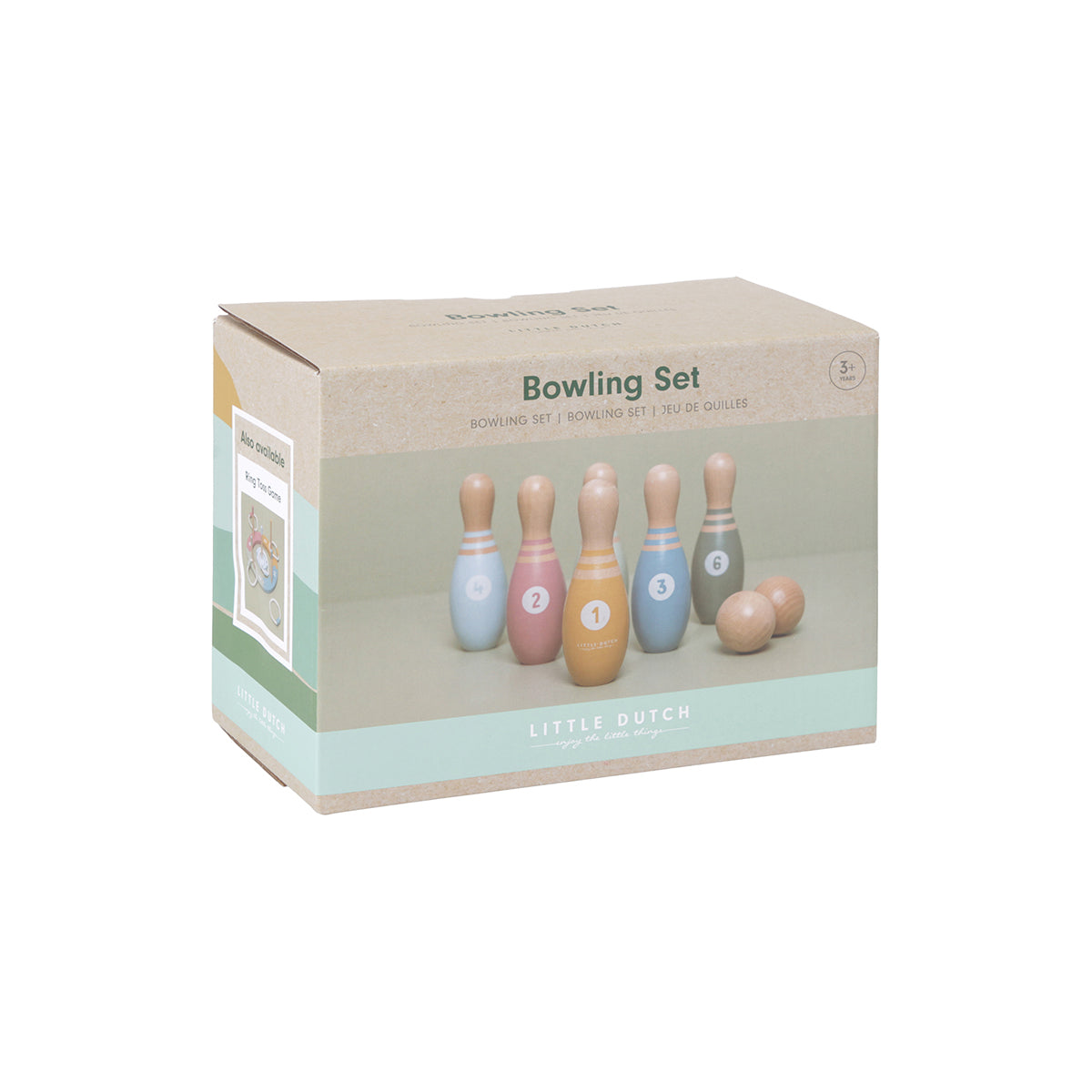 Rol en bowl met de bowlingset van Little Dutch! Rol de bal en kijk of je alle 6 de kegels kunt omgooien. De set zorgt voor de ontwikkeling van de hand-oogcoördinatie van je kleintje. VanZus