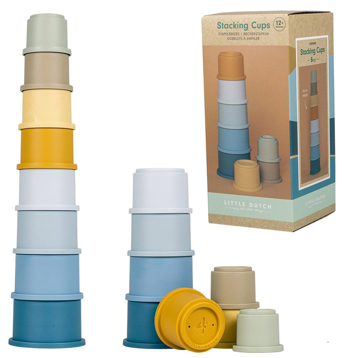 Hoe hoog stapel jij deze toren? Met de Little Dutch stapelbekers blauw daag je je peuter uit om een grote, mooie toren te maken. VanZus
