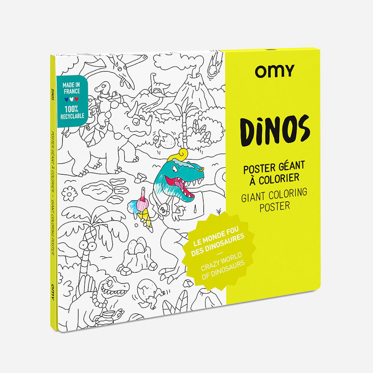 De OMY kleurposter 1 mtr Dinos zorgt voor heel veel uren kleurplezier. Deze grote themakleurplaat neemt je mee in de wondere wereld van dinosaurussen. Pak je favoriete viltstiften erbij en ga op avontuur! VanZus.