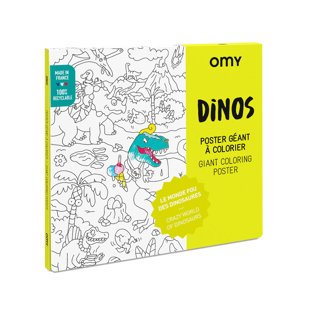 De OMY kleurposter 1 mtr Dinos zorgt voor heel veel uren kleurplezier. Deze grote themakleurplaat neemt je mee in de wondere wereld van dinosaurussen. Pak je favoriete viltstiften erbij en ga op avontuur! VanZus.