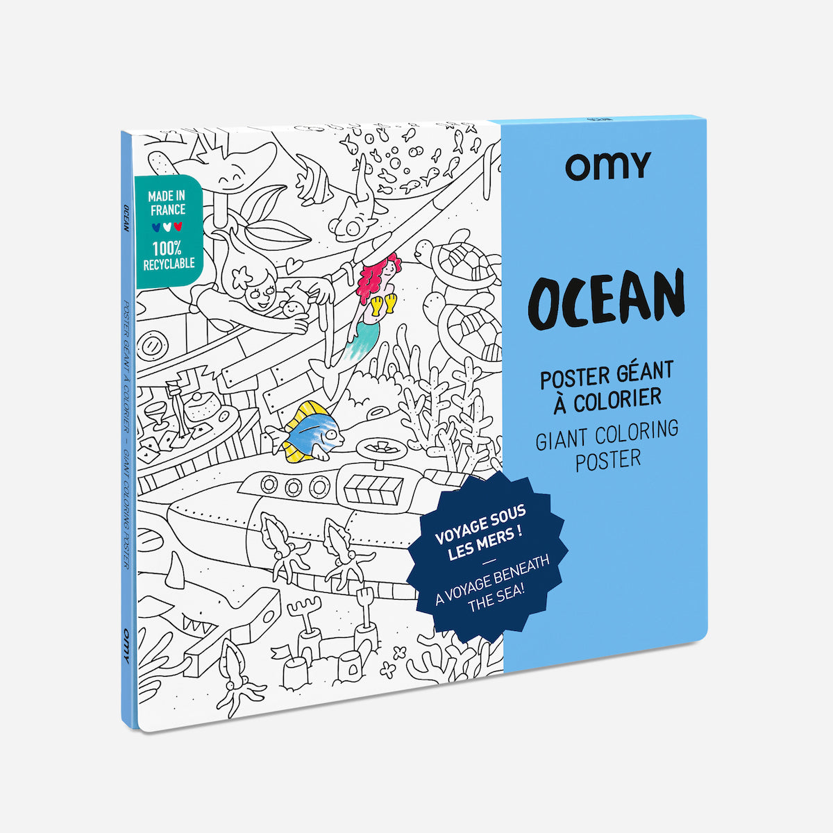 De OMY kleurposter 1 mtr Ocean zorgt voor heel veel uren kleurplezier. Deze grote themakleurplaat neemt je mee in de wondere onder water wereld. Pak je favoriete viltstiften erbij en ga op avontuur! VanZus.