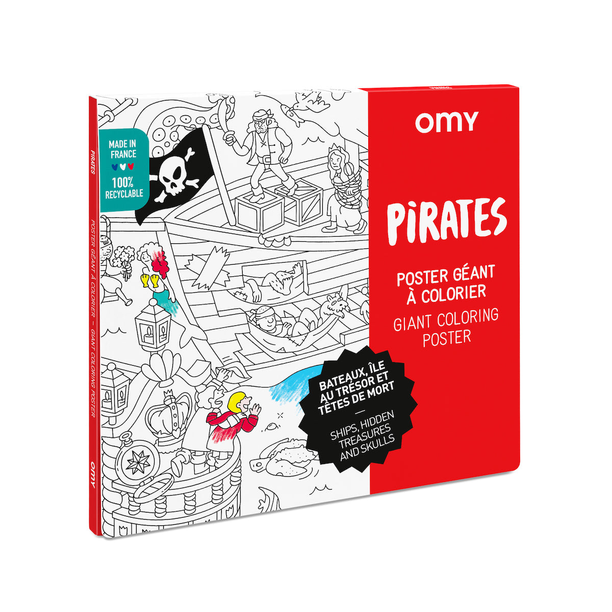 De OMY kleurposter 1 mtr Pirates zorgt voor heel veel uren kleurplezier. Deze grote themakleurplaat neemt je mee in de wondere wereld van piraten. Pak je favoriete viltstiften erbij en ga op avontuur! VanZus.
