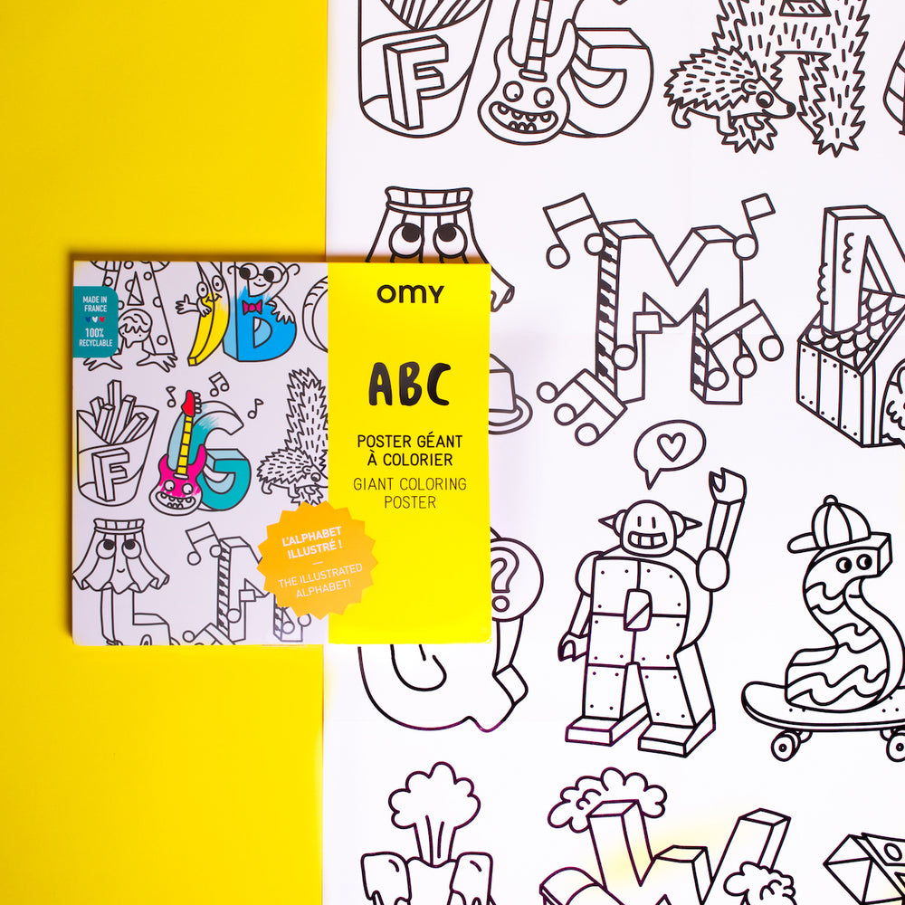 De OMY kleurposter 1 mtr ABC zorgt voor heel veel uren kleurplezier. Deze grote themakleurplaat neemt je mee in de wondere wereld van het alfabet. Pak je favoriete viltstiften erbij en ga op avontuur! VanZus.
