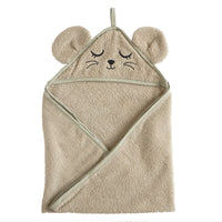 De schattige badcape muis van Roommate met capuchon, geborduurd gezichtje en oortjes is ideaal om jouw kindje af te drogen en warm te houden. VanZus