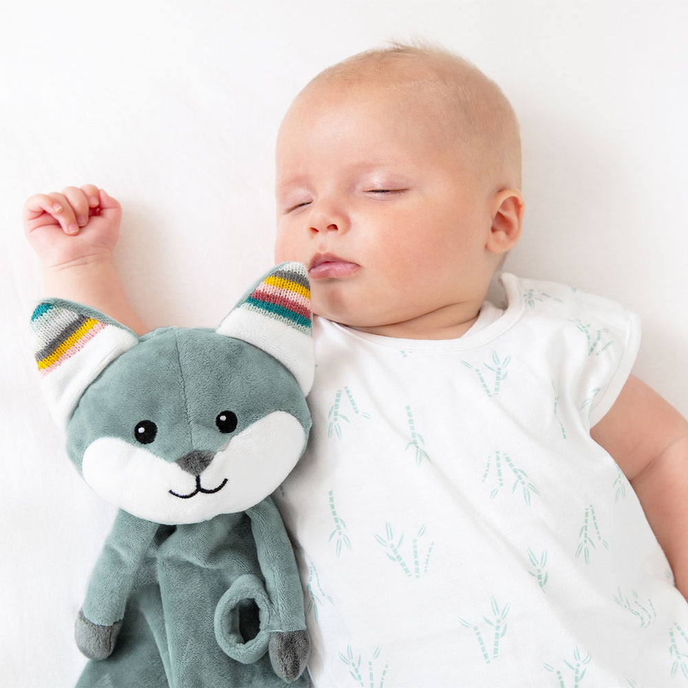 Wil jij jouw baby helpen om in slaap te vallen en te blijven? Dan biedt de ZAZU Baby comforter fox Felix blue de oplossing met deze schattige hartslag- en muziekknuffeldoek in de vorm van een vosje. VanZus.