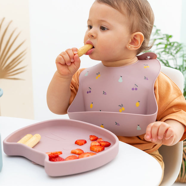 The cotton cloud siliconen bord met zuignap Pippa dusty mauve