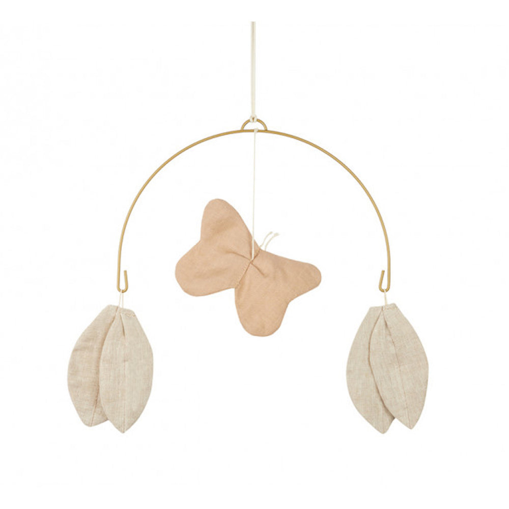 Deze superleuke Lin butterfly mobiel van het het Nobodinoz is zo lief! Gemaakt van 100% Frans linnen, is dit speelgoed voor boven een kinderbox duurzaam en van goede kwaliteit. VanZus