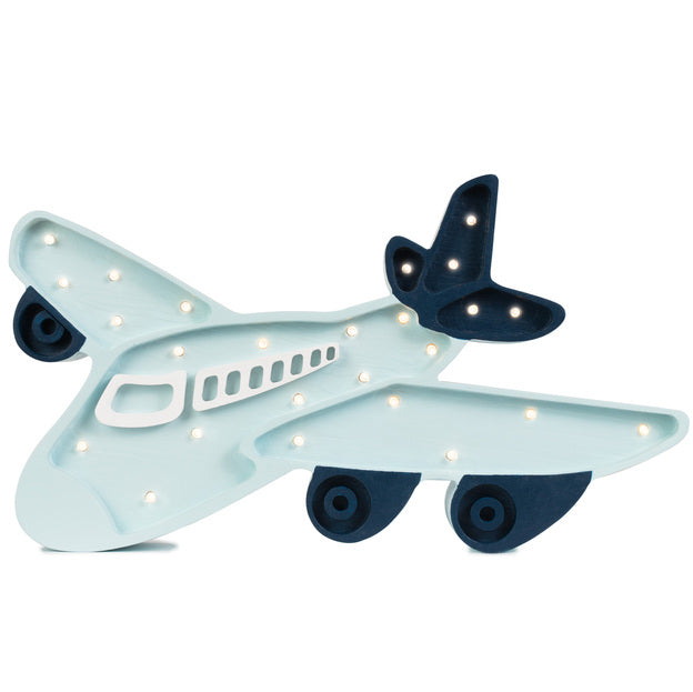 De little lights lamp vliegtuig lichtblauw is uniek en gemaakt van grenen. Led-verlichting. Een schitterende kinderlamp in de vorm van een vliegtuig voor de baby- of kinderkamer. De vliegtuiglamp is leuk voor een vliegtuigkamer of voor de kleine fan van vliegtuigen. De wandlamp is dimbaar en voorzien van een timer. 