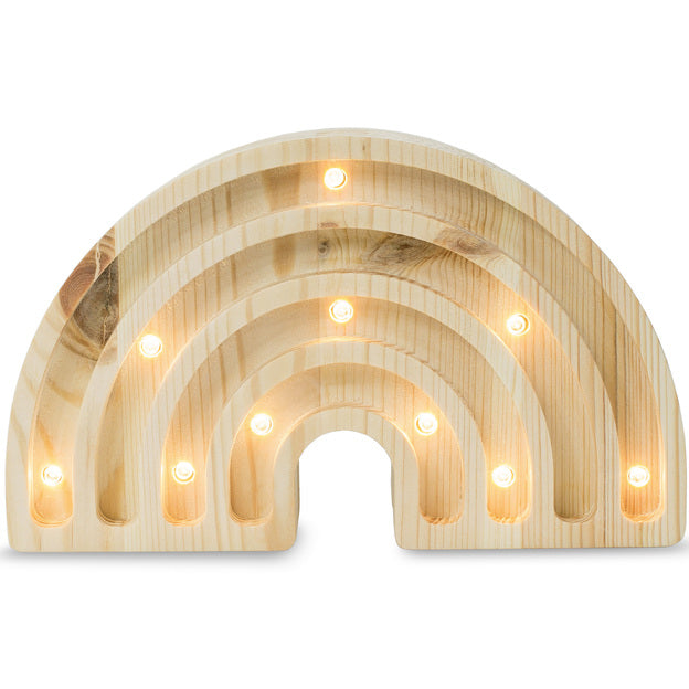 De Little Lights rainbow mini lamp is handgemaakt van 100% natuurlijk grenenhout en is daardoor even sterk en duurzaam als mooi. Voeg wat sprankeling toe aan de kinderkamer van baby, peuter, kleuter of ouder  kind met deze geweldige kinderlamp. VanZus